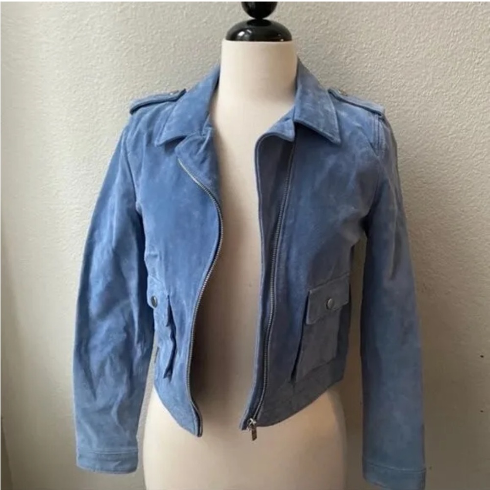 Mango genuine suede leather moto jacket. Sz XL